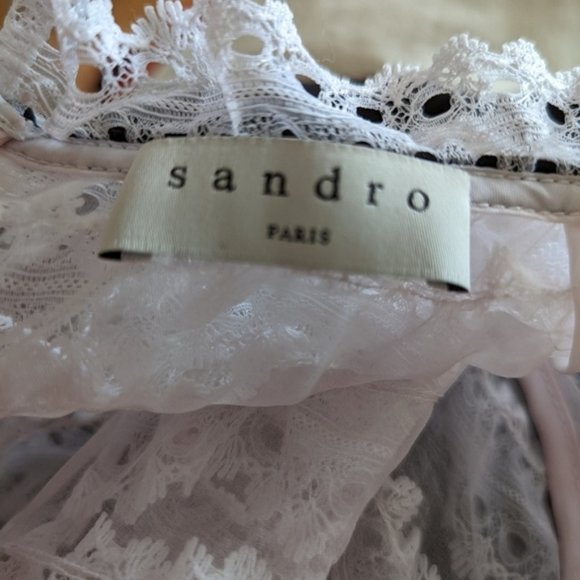 Sandro Helsinki Bow-detailed Organza And Lace dress xs 2 - Picture 8 of 15